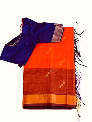 M767: Beautiful Cotton Silk Saree With Stitched Blouse
