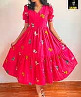 B3226: Beautiful Pure Kadhi Cotton Butterfly Frock