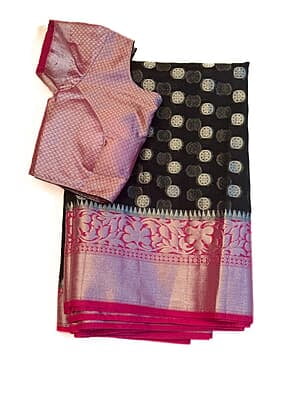 M768: Beautiful Banarasi Oraganza Silk Saree With Stitched Blouse