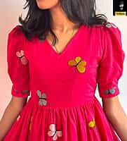 B3226: Beautiful Pure Kadhi Cotton Butterfly Frock