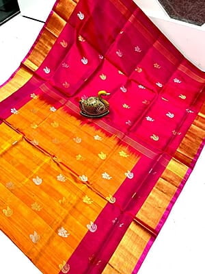 B068:  Pure Handloom Uppada Silk Saree With Stitched Blouse