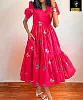 B3226: Beautiful Pure Kadhi Cotton Butterfly Frock