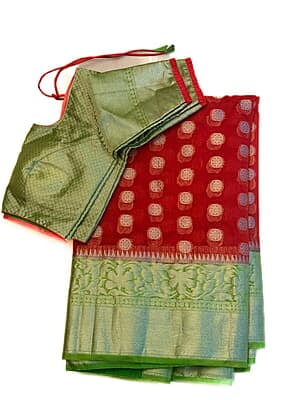 M770: Beautiful Banarasi Organza Silk Saree With  Stitched Blouse