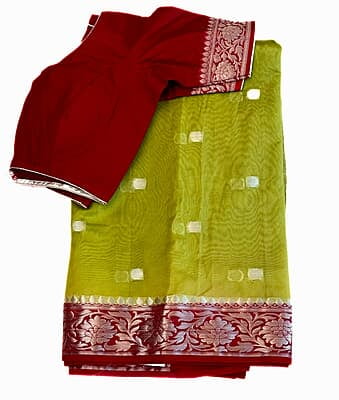 M774: Beautiful Banarasi Organza Silk Saree With Stitched Blouse