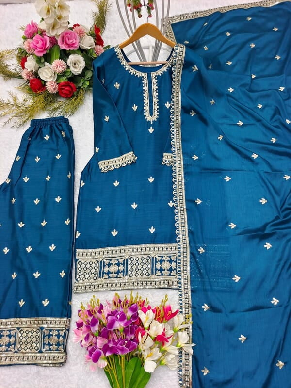B1982: Beautiful Chinnon Silk 3pc Dress Sets