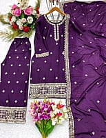B1982: Beautiful Chinnon Silk 3pc Dress Sets